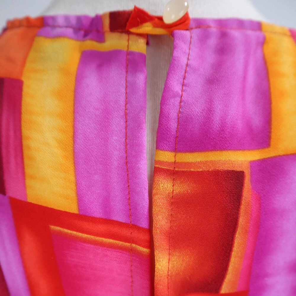 🌺 Vintage 80's Graphic Abstract Hawaiian Long Sleeveless Maxi Dress Caftan Slip - Picture 8 of 8
